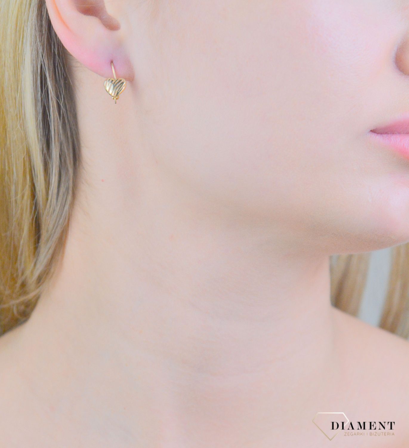 Kolczyki złote serca dziecięce próba 375, KL 8084 375.jpg